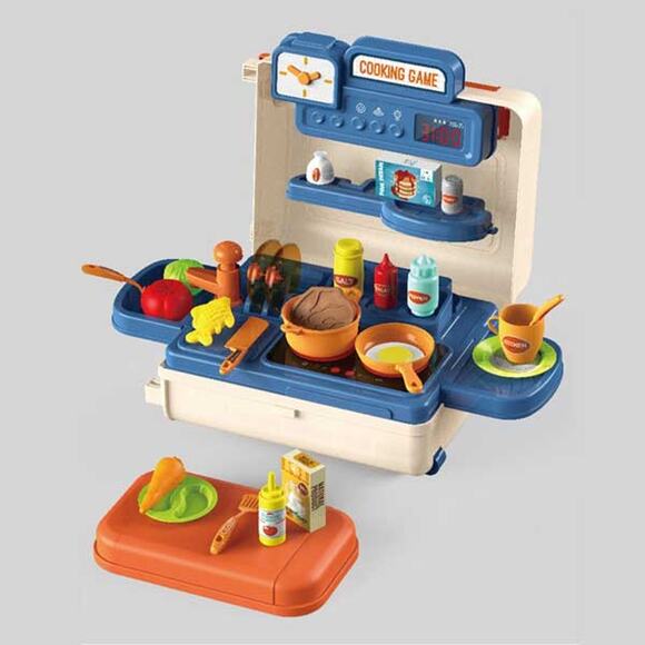 4-in-1 Mobile Kitchen Playset 41PCS Travel Luggage Cooking Toddlers Girls Boys - Picture 5 of 12